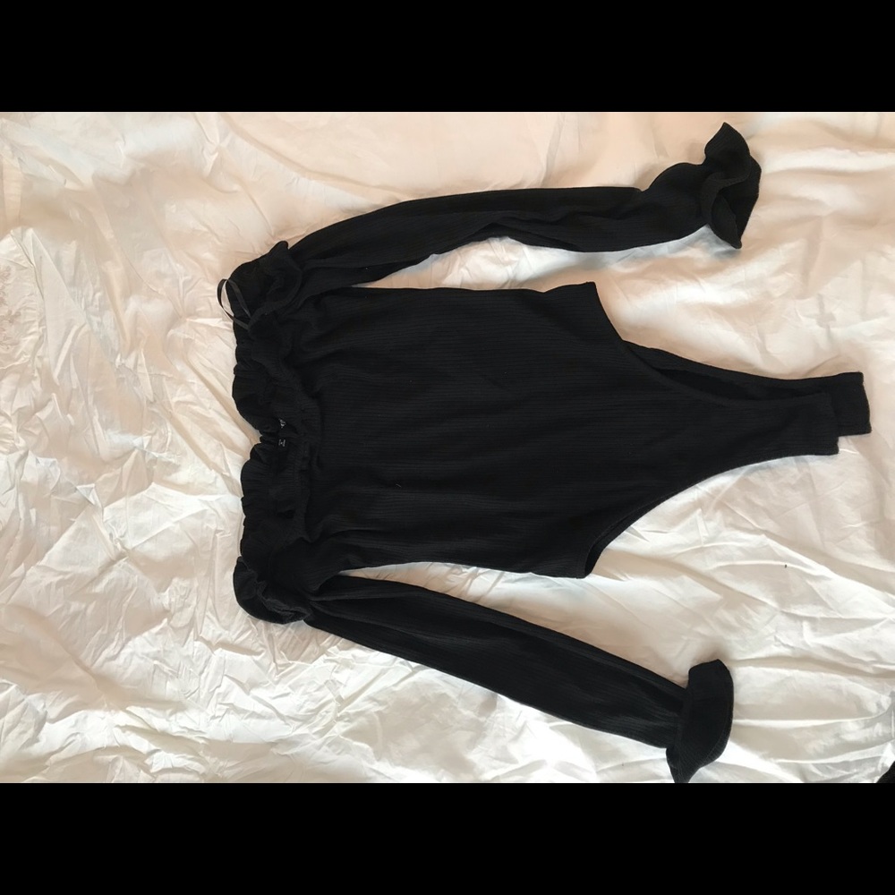 Ruffled off the shoulder body suit